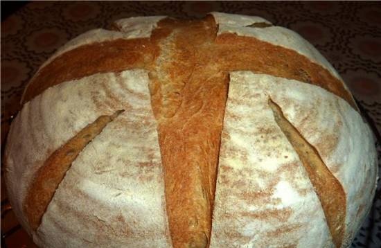 לחם מחיטה מלאה עם מחמצת (בתנור)