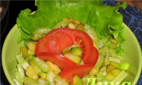 Warm zucchini and celery salad