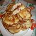 Kefir pancakes with apples and lingonberries