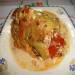Pepper stuffed with vegetables, meat with creamy sauce