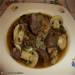 Beef heart stewed with mushrooms