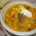 Cabbage soup with salt beef and fresh cabbage
