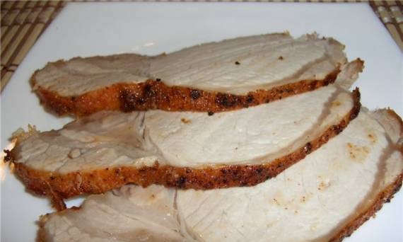 Pork loin with red pepper