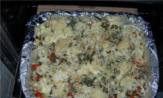 Baked vegetables with 5% cheese