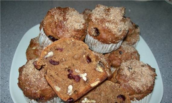 Coffee muffins with nuts and cranberries