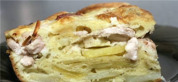 Jellied pie with chicken and potatoes