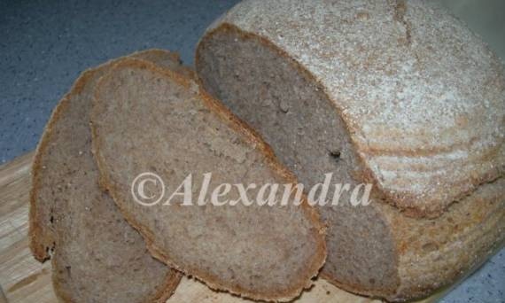 Parisian whole grain bread on ripe self-leavening dough