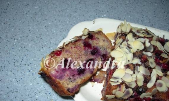 Whole grain muffin with red and black currants