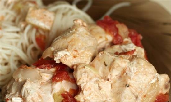 Chicken fillet with vegetables in a slow cooker