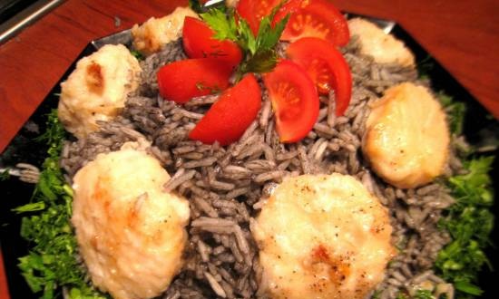 Fried scallops with rice