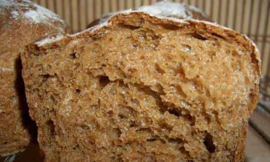Whole grain wheat bread, rye bread with dough and custard malt