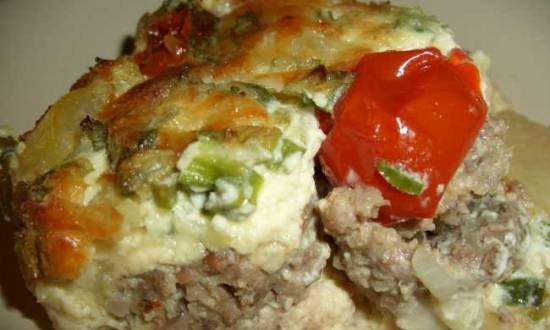 Casserole with cutlets and potatoes