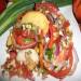 Tomato salad with nectarine and red onion