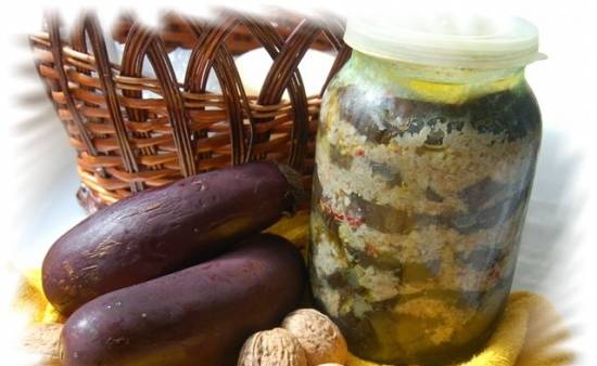 Pickled eggplants with nuts