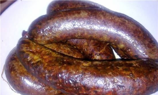 Homemade sausage. Pork and liverworm