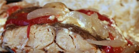 Boiled halibut with spicy bread crumbs