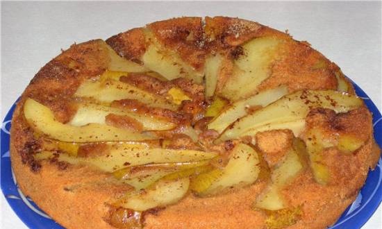 Spicy flip-flop pie with pears