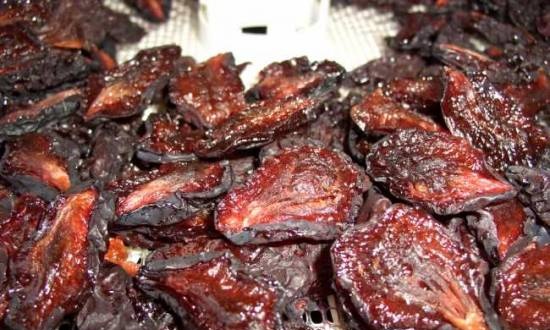 Dried prunes in the dryer Travolka