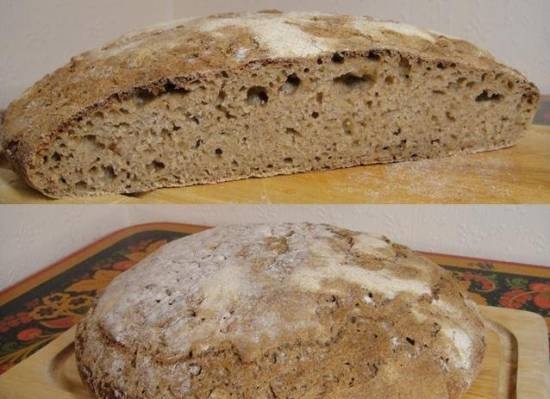 Rye-wheat bread 100% whole grain cold dough (oven)