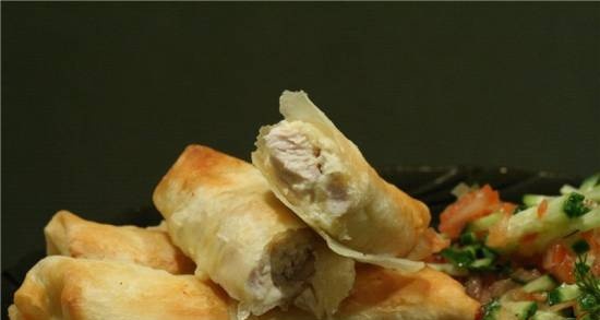 Lavash rolls with chicken and cheese