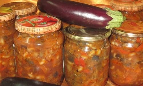 Canned eggplants with beans