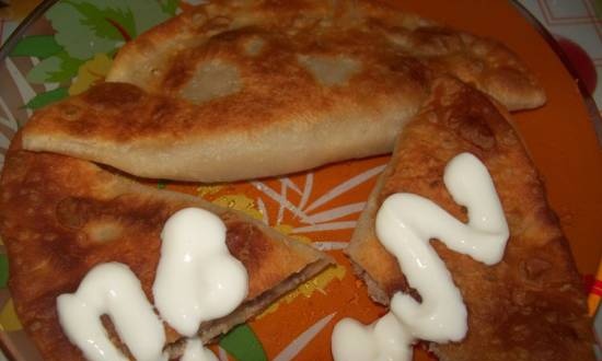 Chebureks with meat and cheese