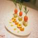 Spicy appetizer with pickled quail eggs