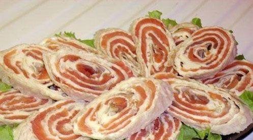 Lavash rolls with salmon
