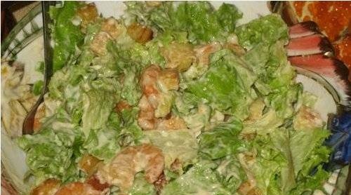 Caesar salad with king prawns