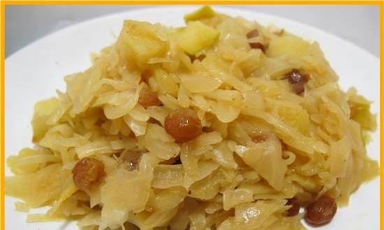 Braised cabbage with raisins, apples and ginger in a multicooker Brand 37502