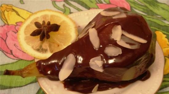 Pears in chocolate (double boiler)