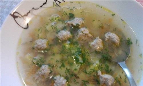 Soup with meatballs in a Panasonic multicooker