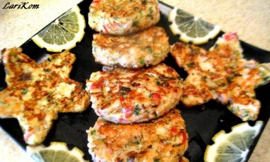 Salmon and crab meat pancakes
