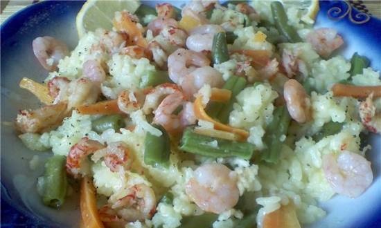 Paella with shrimps