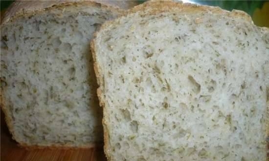 Rice bread with cheese and herbs.