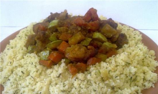 Indian meat with couscous and spices