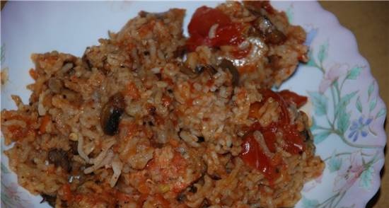 Rice with mushrooms and chicken fillet (Cuckoo 1054)