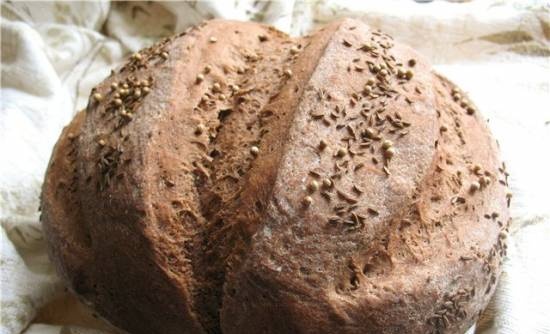 Rye-wheat bread with caraway seeds