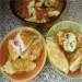 Dúo de tartas:
Tartas fritas con requesón y frambuesas + tartas con cebolla y huevos