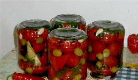 Canned tomatoes with grapes