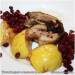 Duck roll with apples, prunes and garlic