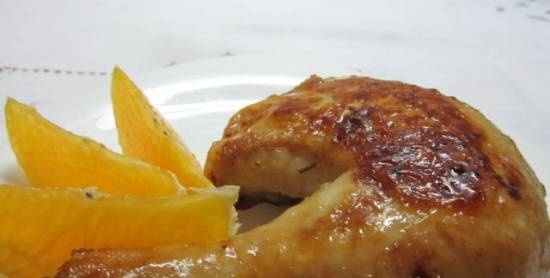 Pollo en adobo de manzana y naranja