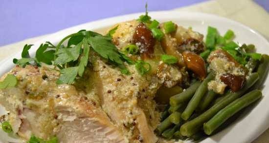 Stuffed and baked chicken breasts with creamy sauce.
