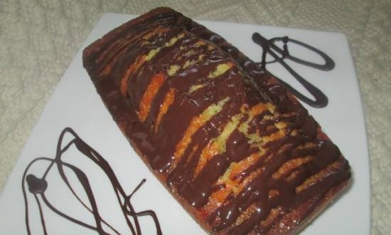 Orange muffin in chocolate-caramel glaze