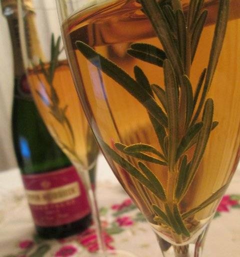 Champagne from grapevine and leaves