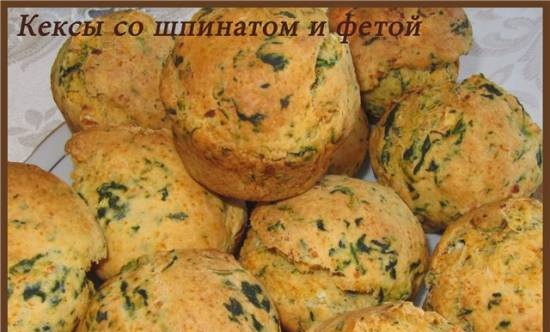 Muffins with spinach and feta