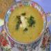 Puree soup with celery, zucchini, pear, mint gremolata in Oursson processor