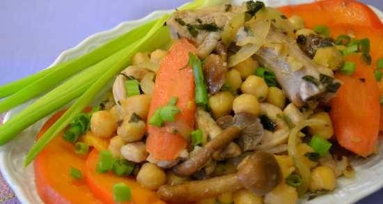 Warm salad with chickpeas and persimmon