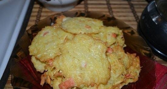 Potato pancakes with crab sticks