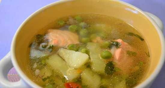 Canned saury soup in a slow cooker